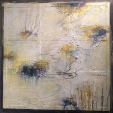 Lily Pond #2<br>2016<br>38 3/4 x 38 3/4<br>Oil, encaustic, on salvaged steel<br><em></em>