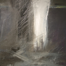 Sudden Solitude <br>2014<br>24 x 48<br>Oil, mixed media, on canvas<br><em></em>